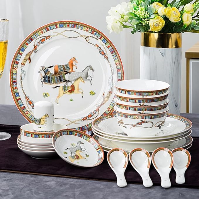 56 Pieces Porcelain Dinnerware Set for 10 People Modern Simplicityplate and Bowl Sets