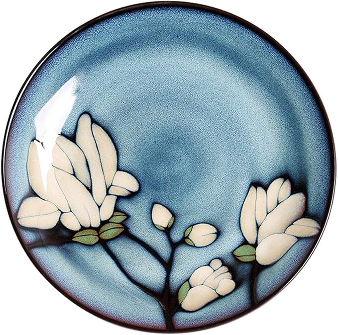 SHINING Blue Creative Hand Painting Porcelain Dinnerware Tableware Dinner Service Set Saqure Plate Deep Plate Bowl For Wedding Birthday Christmas Gift (8 Deep Plate)