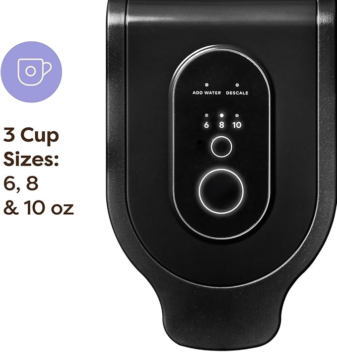 Express Essentials Single-Serve KCup Pod Coffee Maker 3 Cup Sizes Fast Fresh Brew 30oz Removable Water Reservoir Travel Mug Friendly Maintenance Alert Space-Saving (Black)
