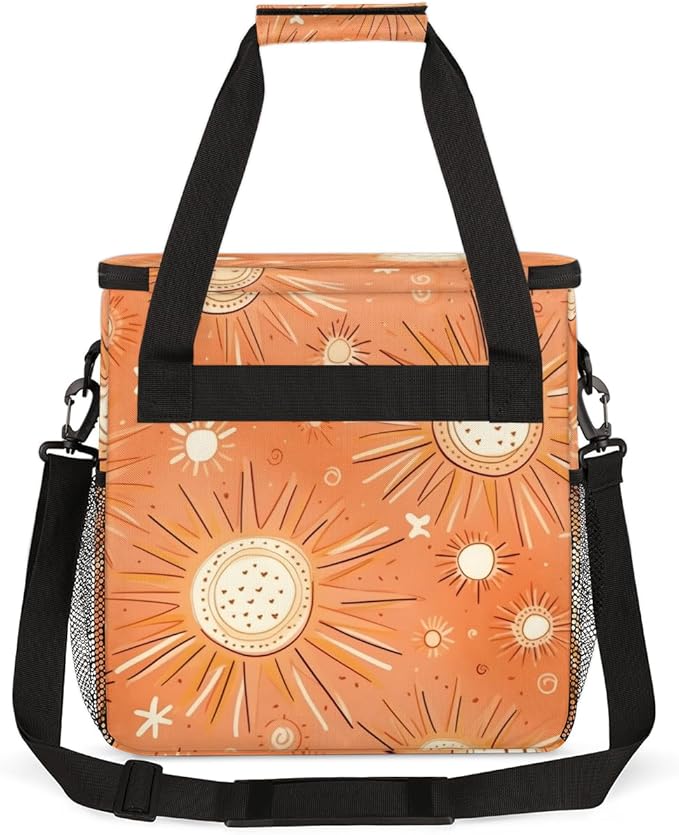 Ethnic Orange Pattern Coffee Maker Carrying Bag Portable Travel Storage Tote Bag Compatible with K-Mini or K-Mini Plus Single Serve Coffee Brewer Carrying Case with Multiple Pockets &amp Shoulder S