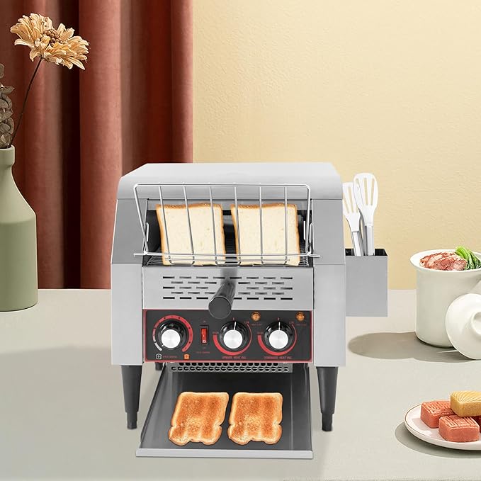Commercial Conveyor Toaster201 Stainless Steel Heavy Duty Industrial Bread Toaster 110V Countertop Electric Restaurant Equipment for CafesBuffets