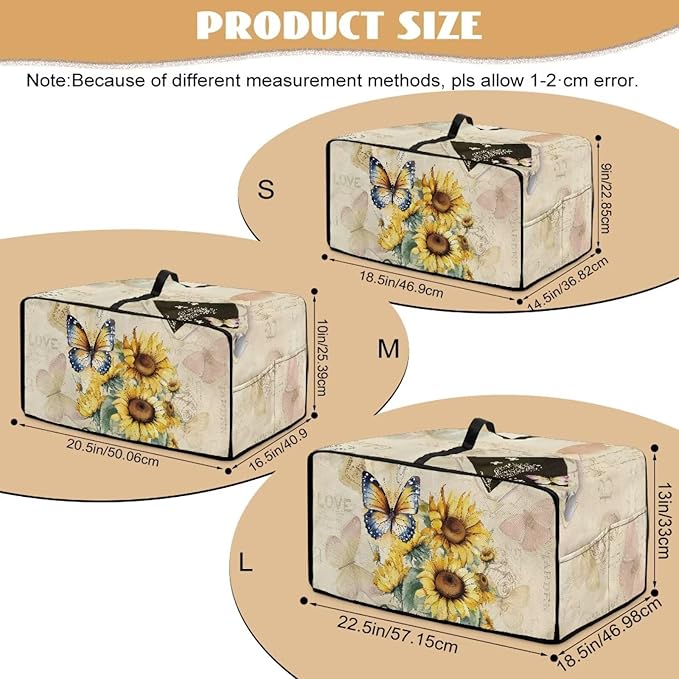 Doojoayie Butterfly Sunflower Toaster Cover 4 Slice Toaster Oven Cover Dust Resistant Appliance Covers for Kitchen Counter Modern Home Kitchen Decoration