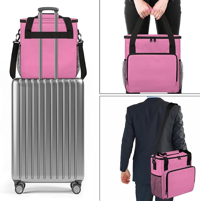 Pink Coffee Maker Carrying Bag Waterproof Insulated Leakproof Cooler Bag Portable Storage Tote Bag Organizer With Shoulder Strap