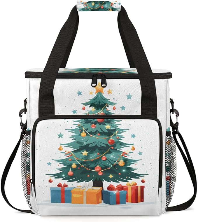 Christmas Gift Coffee Maker Carrying Bag Retro Tree Travel Storage Bag Compatible with K-Mini or K-Mini Plus Single Serve Coffee Brewer Carrying Case with Multiple Pockets &amp Shoulder Strap