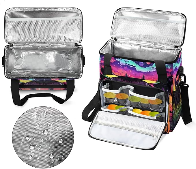 Colorful Bat Coffee Maker Carrying Bag Halloween Bat Travel Storage Bag Compatible with K-Mini or K-Mini Plus Single Serve Coffee Brewer Carrying Case with Multiple Pockets &amp Shoulder Strap