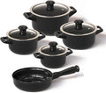 Real Ceramic Non Scratchable Non Toxic Cookware Set - Oven Safe Up to 1200F Stovetop Agnostic Dishwasher Safe Longlasting and Lightweight - PFAS PTFE PFOA PFOS - Black