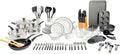 Gibson Home 95 Piece Kitchen in a Box Pots and Pans Cookware Plates and Bowls Dinnerware Cutlery Knife Block Flatware Utensils Tools &amp Gadgets Storage Glasses Set