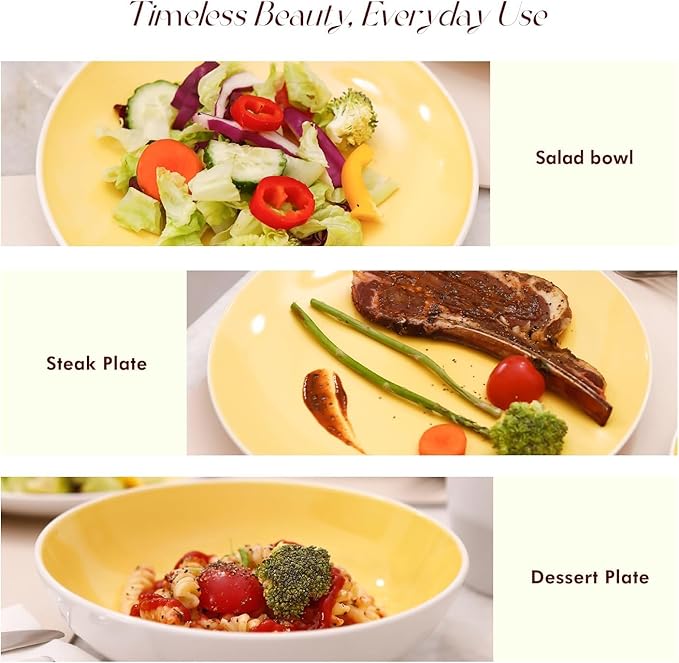 Stoneware Coupe 16pc Dinnerware Set Outside White + Inside Yellow