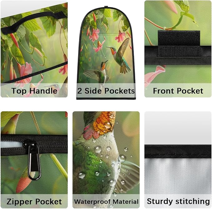 cfpolar Kitchen Aid Mixer Cover Compatible with 6-8 Quarts Hummingbird Flower Leaves Stand Mixer Cover Kitchen Aid Mixers Accessories Appliance Organizer Bag Dust Covers with Zipper Pocket