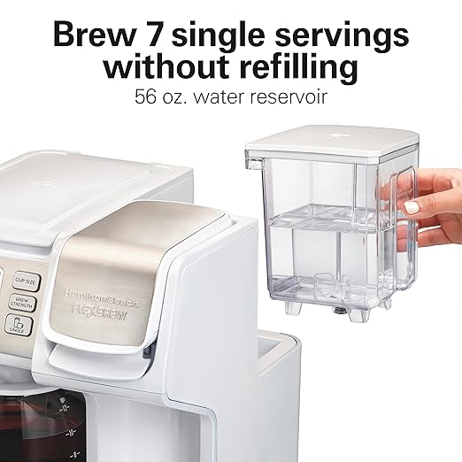 Hamilton Beach FlexBrew Trio 2-Way Coffee Maker Compatible with K-Cup Pods or Grounds Combo Single Serve &amp Full 12 Cup Coffee Pot White Fast Brewing Removeable Reservoir