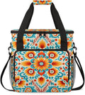 Retro Flower Coffee Maker Carrying Bag Botanic Floral Travel Storage Bag Compatible with K-Mini or K-Mini Plus Single Serve Coffee Brewer Carrying Case with Multiple Pockets &amp Shoulder Strap