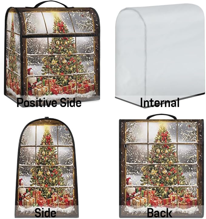 cfpolar Kitchen Aid Mixer Cover Compatible with 6-8 Quarts Christmas Tree Santa Claus Stand Mixer Cover Kitchen Aid Mixers Accessories Appliance Organizer Bag Dust Covers with Zipper Pocket