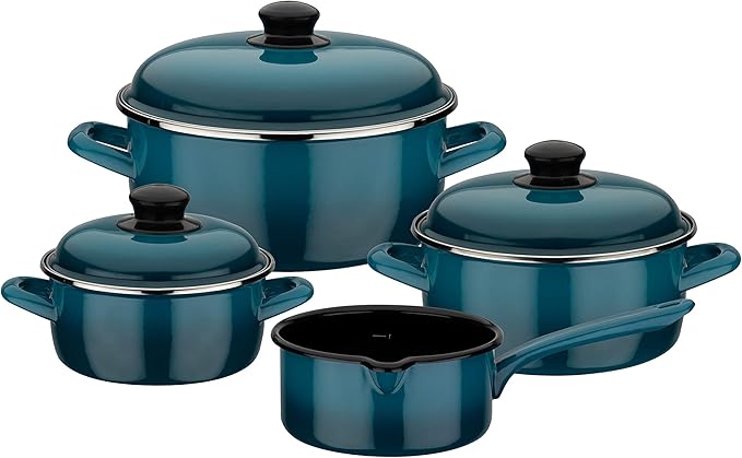 GSW 190107 Blue Shadow 7-Piece Saucepan Set Steel enamel