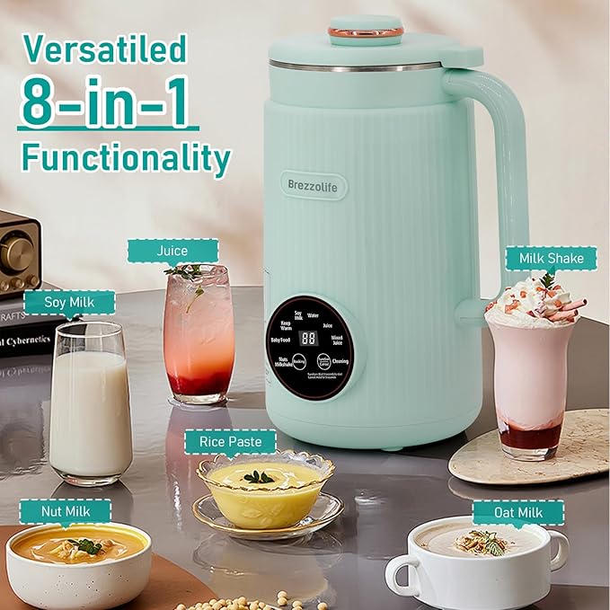 Nut Milk Maker40oz Large Capacity Stainless Steel Automatic Soy Milk Machine for HomemadeOatPlant-Based Milk and Non-Dairy Beverages Almond Cow Milk Machine with Delay StartSelf Cleaning (Green)
