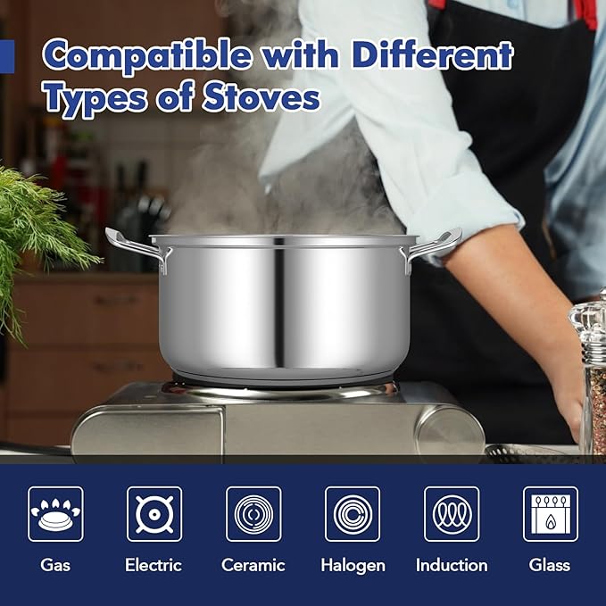 Giantex 12-Pcs Pots and Pans Set Non Stick Non-toxic Kitchen Set w/Tempered Glass Lids &amp Stay-Cool Handles Induction RV Cooking Set Stainless Steel Cookware Set Compatible with All Cooktops