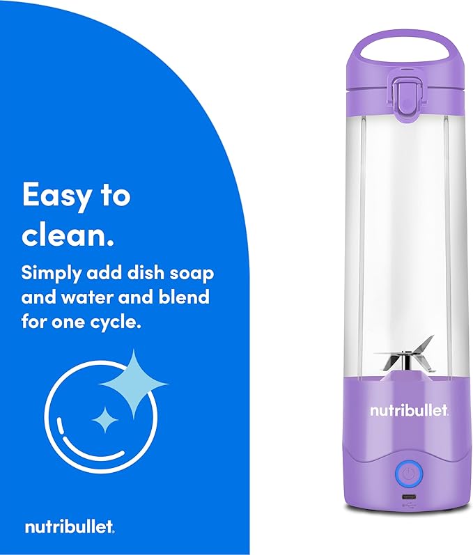 nutribullet Portable Blender Cordless 20oz Vessel Personal Blender USB-C Rechargeable Light Purple NBPB50100LP
