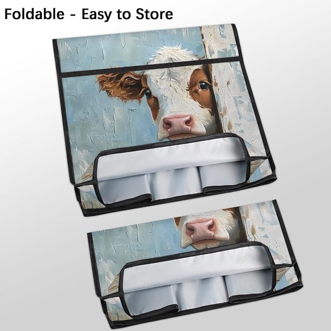 Kitchen Aid Mixer Cover Oil Painting Funny Cows Stand Mixer Cover Compatible with 6-8 Quarts Stand Mixers Dust Covers with Zipper Pocket Foldable Washable Kitchen Aid Organizer Bag
