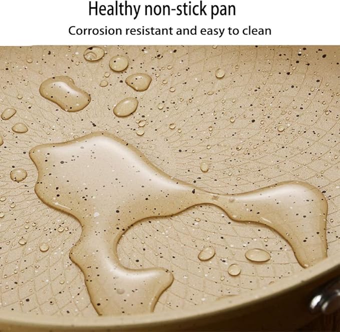 Saucepan Set - 3 Piece - Pans with Toughened Glass Lids and Heat-Resistant HandlesStock Pot 24CmFrying Pan 24CmWok 32CmEasy to CleanCan Be Used for Gas Induction Cooker