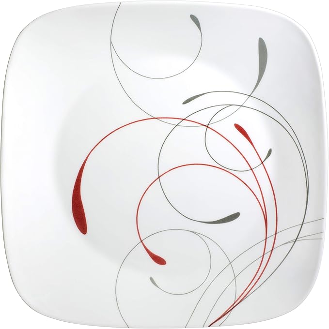 Corelle Vitrelle 18-Piece Service for 6 Dinnerware Set Triple Layer Glass and Chip Resistant Lightweight Square Plates and Bowls Set Splendor