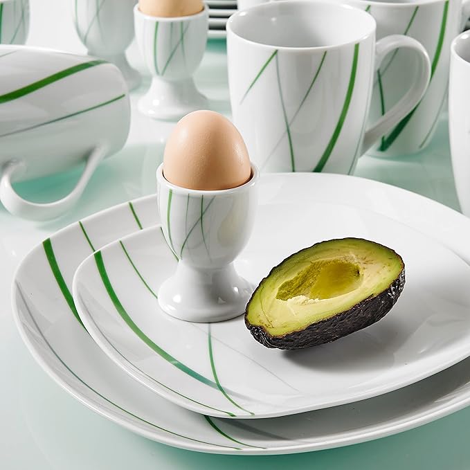 Dinnerware Sets Dish Set18 PcssHand Painted Leaf Pattern Porcelain Tableware Set with Plates and BowlsCeramic Dinner Set for Home Kitchen (40 One Size)