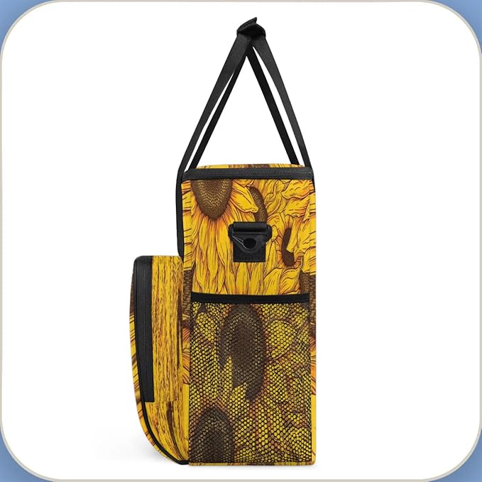 Floral Sunflowers Coffee Maker Carrying Bag Compatible with K-Mini or K-Mini Plus Portable Single Cup Coffee Maker Case with Pockets for K Cup Pods