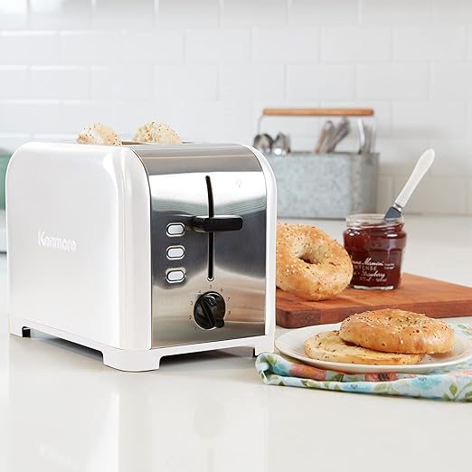 Kenmore Coffee Maker 12 cup Drip Coffee Machine Programmable Aroma Control Glass Carafe &amp Kenmore 2-Slice Toaster White Stainless Steel Extra Wide Slots Bagel and Defrost Functions