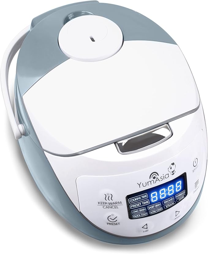 Yum Asia Panda Mini Rice Cooker With Ninja Ceramic Bowl and Advanced Fuzzy Logic (3.5 cup 0.63 litre) 4 Rice Cooking Functions 4 Multicooker functions Digital LED display - 120V