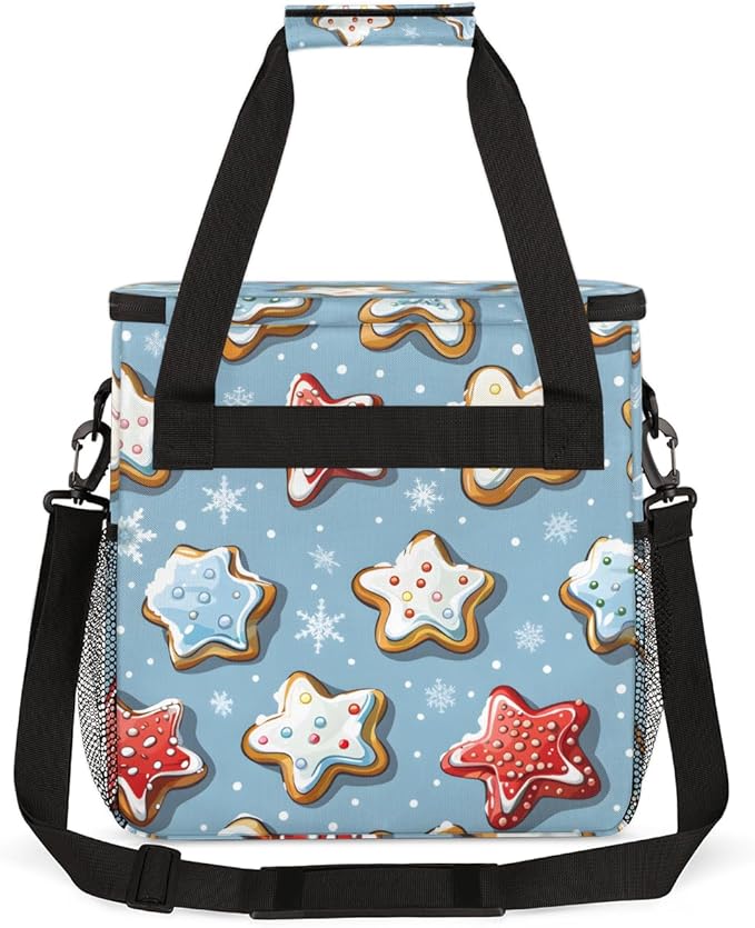 Mystical Xmas Biscuit Coffee Maker Carrying Bag Portable Travel Storage Tote Bag Compatible with K-Mini or K-Mini Plus Single Serve Coffee Brewer Carrying Case with Multiple Pockets &amp Shoulder S
