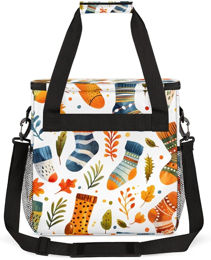 Christmas Socks Coffee Maker Carrying Bag Portable Travel Storage Tote Bag Compatible with K-Mini or K-Mini Plus Single Serve Coffee Brewer Carrying Case with Multiple Pockets &amp Shoulder Strap