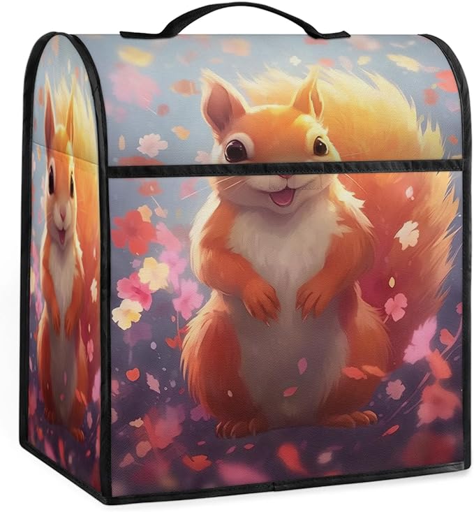 cfpolar Kitchen Aid Mixer Cover Compatible with 6-8 Quarts Cute Squirrel Flowers Stand Mixer Cover Kitchen Aid Mixers Accessories Appliance Organizer Bag Dust Covers with Zipper Pocket
