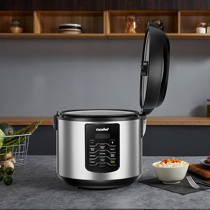 COMFEE' Rice Cooker 10 cup Uncooked/20 cup Cooked Rice Maker Steamer Saute Steamer and Warmer 5.2 QT Large Capacity Brown Rice Quinoa and Oatmeal 8 One-Touch Programs
