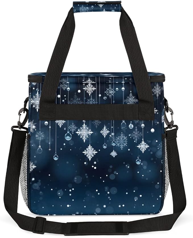 Christmas Snowflakes Coffee Maker Carrying Bag Magic Snowflakes Travel Storage Bag Compatible with K-Mini or K-Mini Plus Single Serve Coffee Brewer Carrying Case with Pockets &amp Shoulder Strap