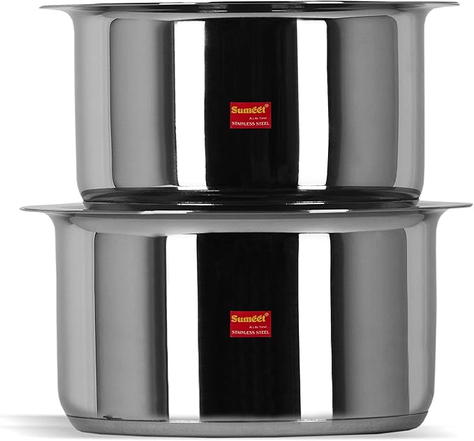 Sumeet Stainless Steel Cookware Set 2.3 Liter And 2.8L 2 Tope 2 Lid (Steel)