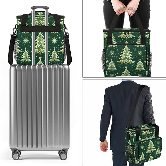Xmas Tree Christmas Coffee Maker Carrying Bag Portable Travel Storage Tote Bag Compatible with K-Mini or K-Mini Plus Single Serve Coffee Brewer Carrying Case with Multiple Pockets &amp Shoulder Str