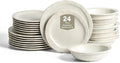 Stone Lain Oasis Stoneware 24 Piece Dinnerware Set Home Kitchen Dish Set with Dinner Plates Salad Plates &amp Bowls - Service for 8 White