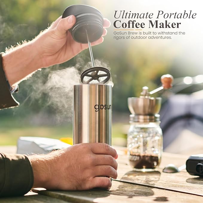 GOSUN Brew Travel Coffee Maker Thermo-Seal Insulated Double Wall Travel Mug Black