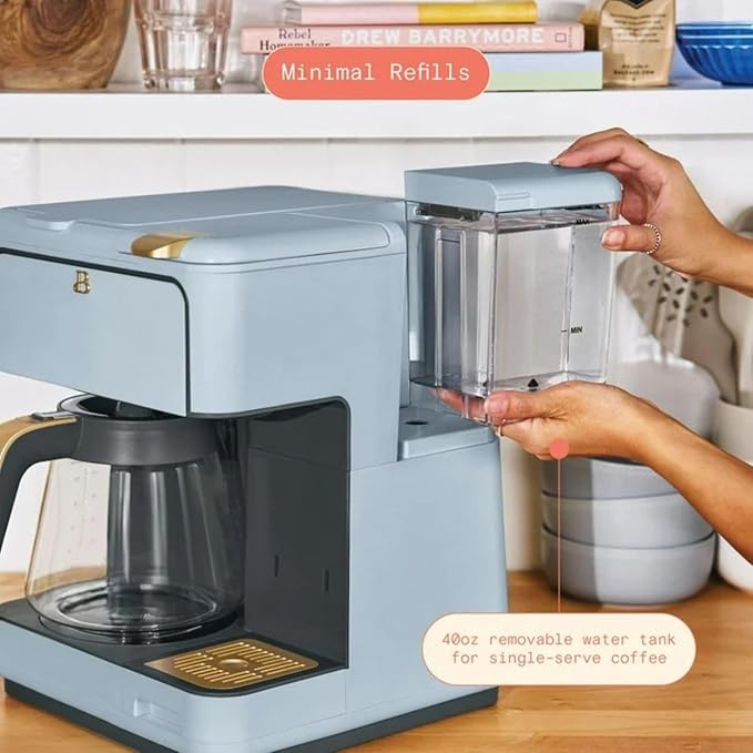 Dual Function Coffee Maker with 12 Cup Drip Brewing and Single Cup Option Programmable Control Panel (Cornflower Blue)