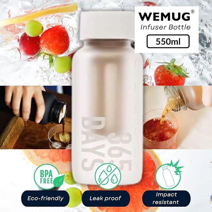 WEMUG Portable Cold Brew Maker 18.6 oz Modern Simple design Leak Proof Ultra Light BPA-Free Durable Plastic 365 (orange)