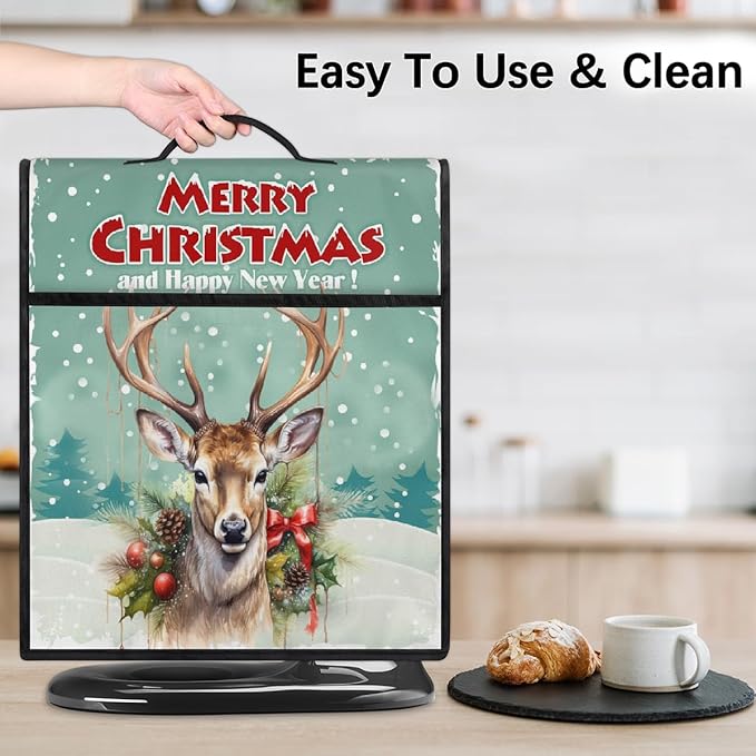 cfpolar Kitchen Aid Mixer Cover Compatible with 6-8 Quarts Christmas Animal Elk Holly Stand Mixer Cover Kitchen Aid Mixers Accessories Appliance Organizer Bag Dust Covers with Zipper Pocket