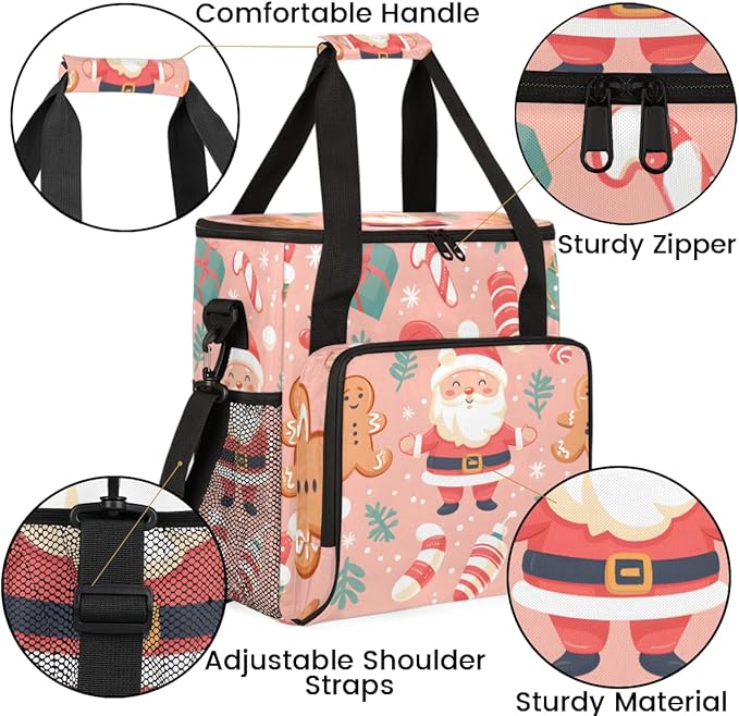 Fantastic Santa Claus Coffee Maker Carrying Bag Retro Santa Claus Travel Storage Bag Compatible with K-Mini or K-Mini Plus Single Serve Coffee Brewer Carrying Case with Pockets &amp Shoulder Strap