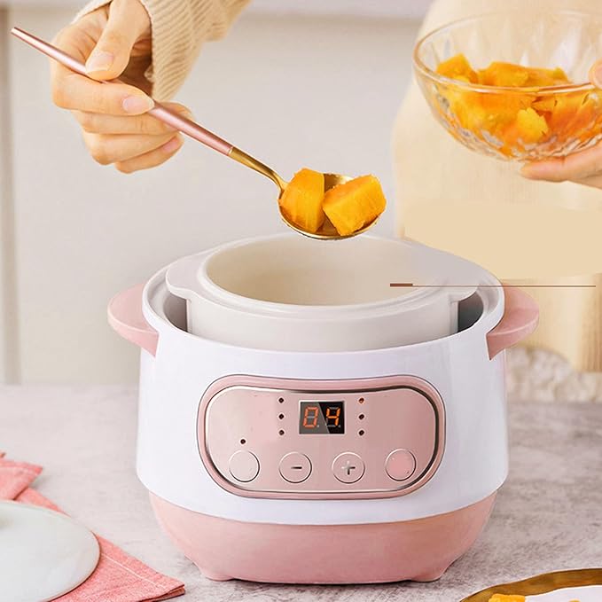 Yosoo 1L Electric Stew Pot 200W Anti Dry Burn Ceramic Cooker Convenient and Easy to for Rice Soup (US Plug 110V)