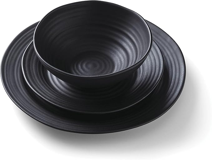 Oneida Black Ridge Piece Dinnerware Set 12 Count Dorm Room Essentials First Apartment