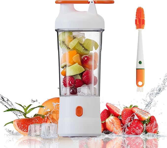 Portable Blender Personal Blender for Smoothies and Shakes Cordless with 6 Blades USB C Rechargeable Travel Blenders Fruit Juice Mixer for Home/Office/Camping/Gym 25 oz (White)