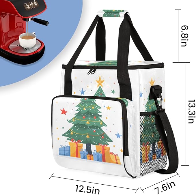 Christmas Gift Coffee Maker Carrying Bag Graffiti Tree Travel Storage Bag Compatible with K-Mini or K-Mini Plus Single Serve Coffee Brewer Carrying Case with Multiple Pockets &amp Shoulder Strap