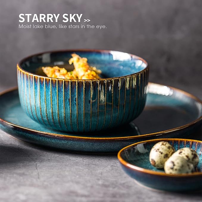 Dinnerware Set Ceramic Dinner Plate Sets Modern Creativity Blue Porcelain Dinner Sets Glaze Stoneware Tableware Set 12 Piece Dinnerware Set Service For 4 People