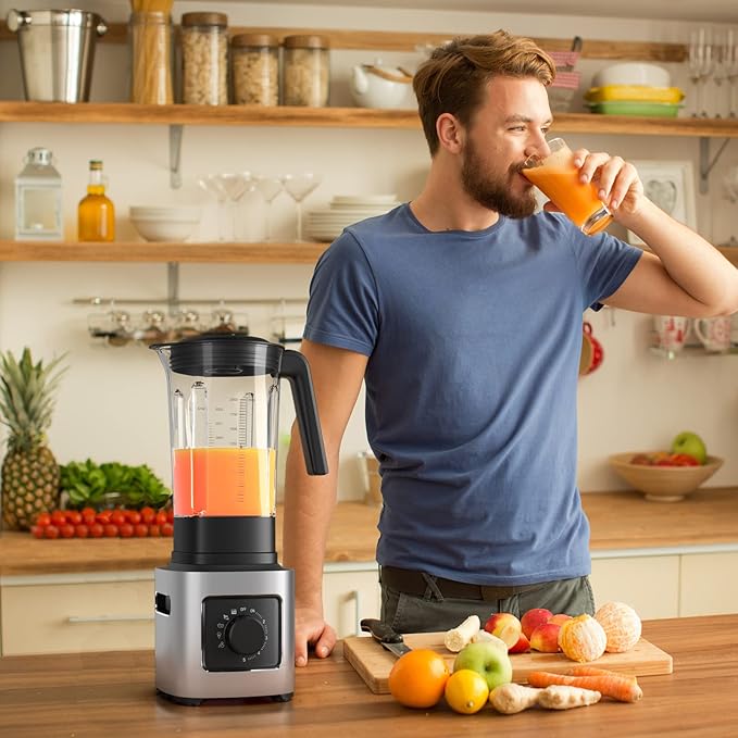 LDAILY Professional Blender Heavy Duty Smoothie Maker w/ 1500W Motor 68 oz Tritan Jar 6 Stainless Steel Blades 5-Level Speed Control &amp 5 Preset Modes Blender for Milkshake &amp Juice Silver