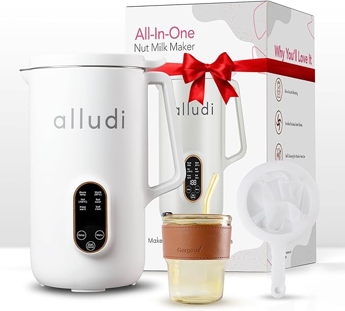 Automatic 10 in 1 Nut Milk Maker Machine 27 oz | Homemade Coconut Oat Almond Milk Plant Based Beverages | Soybean Machine With Delay Start Self-Cleaning &amp Boil Water | E-recipe Cookbook White