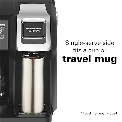 Hamilton Beach FlexBrew Trio 2-Way Coffee Maker Compatible with K-Cup Pods or Grounds Combo Single Serve &amp Full 12c Pot Black