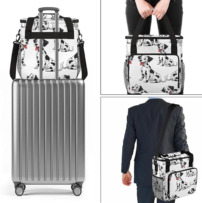 Cute Dalmatian Dog Coffee Maker Carring Bag Large Insulated Storage Organizer Case Tote Bags with Shoulder Strap for Travel Work Picnic