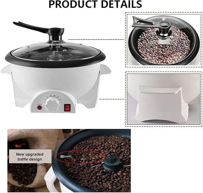 Coffee Beans Roasting Machine 0-240°C Small Household Machine For Coffee Shortage Temperature Adjustment Of Peanut Beans Visualization Design Of Tempered Glass Lid - Thermostat